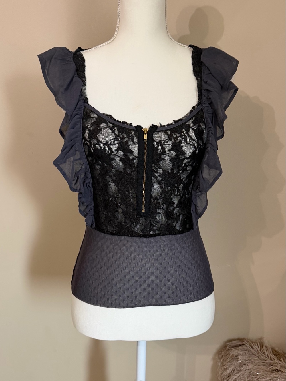 Vintage Free People Lace and Mesh Top